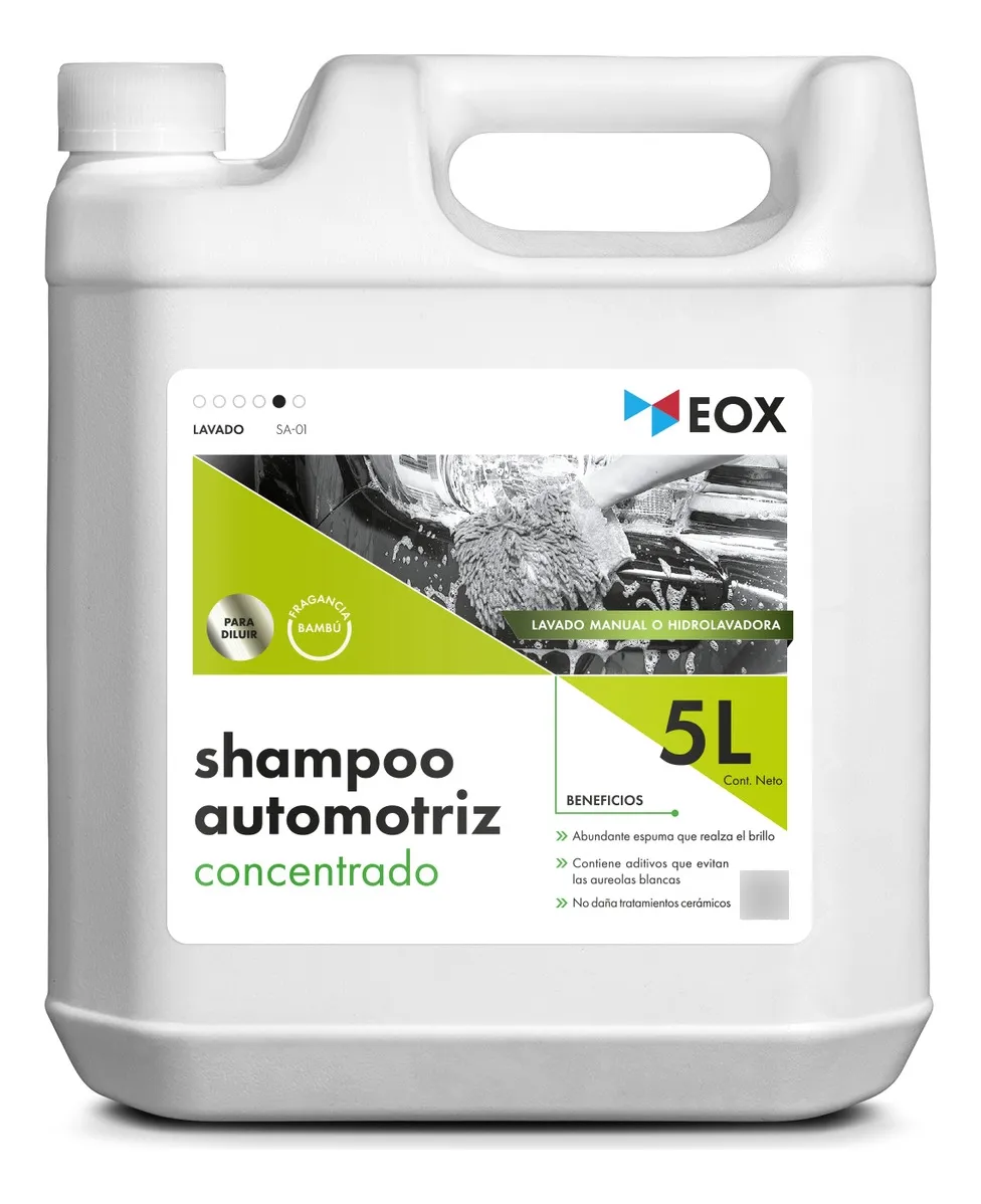 SHAMPOO AUTOMOTRIZ 5LT EOX CONCENTRADO ALTA ESPUMA PH NEUTRO - Imagen 2