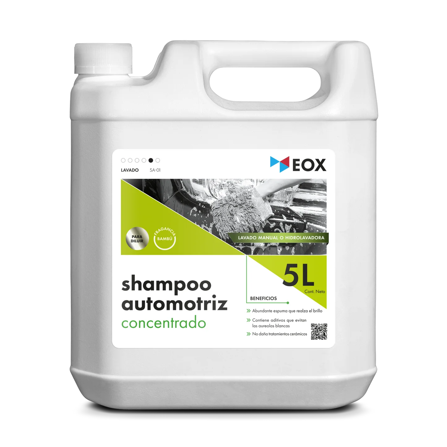 SHAMPOO AUTOMOTRIZ 5LT EOX CONCENTRADO ALTA ESPUMA PH NEUTRO
